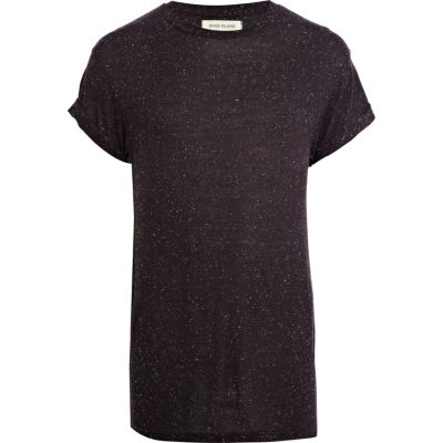 Black neppy roll sleeve t-shirt