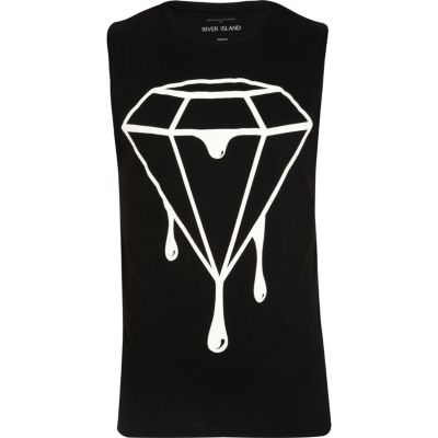 Black and white dripping diamond print vest 