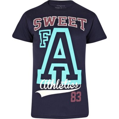 Navy sweet FA athletics print t-shirt