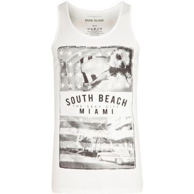 White South Beach Miami print vest