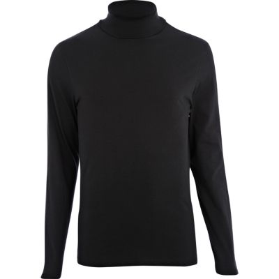 Black roll neck long sleeve t-shirt