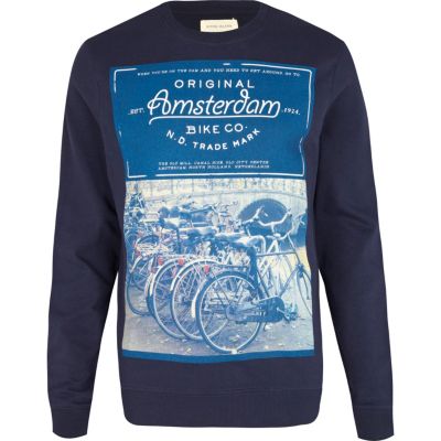 Navy Amsterdam photo print sweatshirt