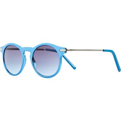 Blue round retro sunglasses