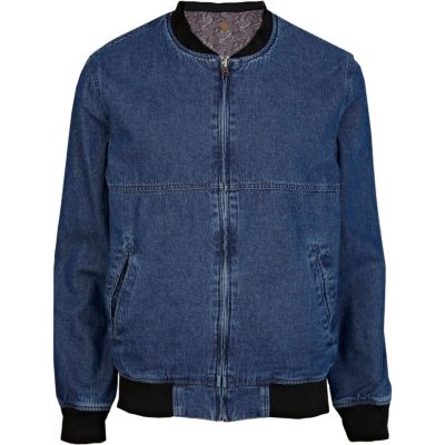 Blue denim reversible Bellfield bomber jacket