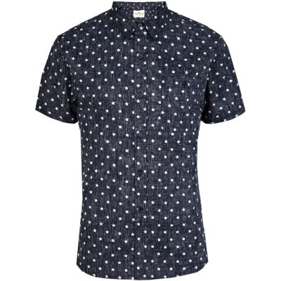 Navy Bellfield star print shirt