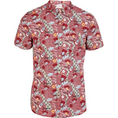 Red Bellfield tribal print short sleeve shirt