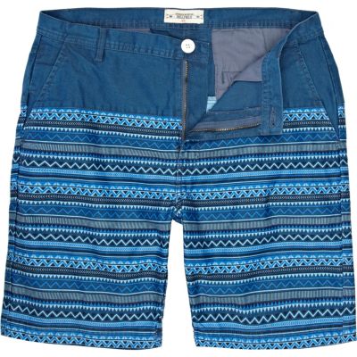 Blue Bellfield placement aztec print shorts