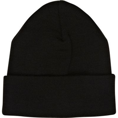 Black knitted turn up beanie hat