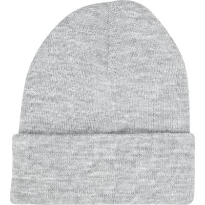 Grey knitted turn up beanie hat 