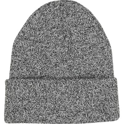 Black and white twist knit beanie hat