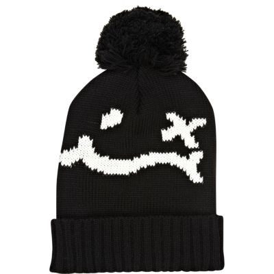 Black and white face print beanie hat