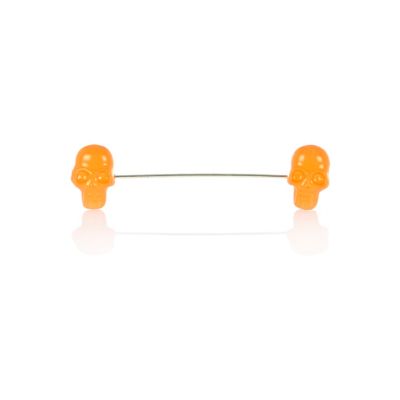 Orange skull collar pin