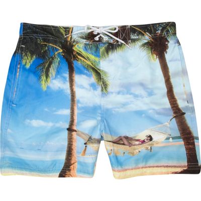Blue Tokyo Laundry beach print swim shorts