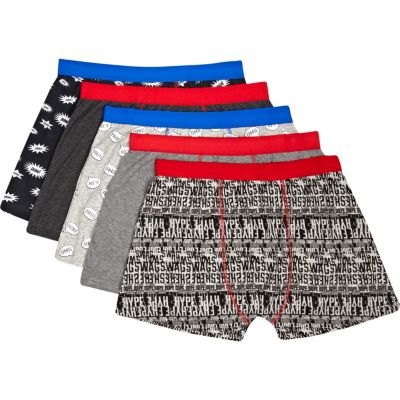 Grey speech bubble 5 pack boxers