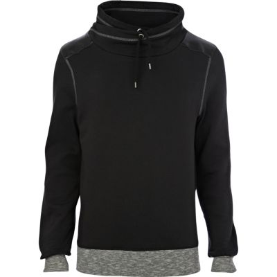 Black cowl neck sweat top