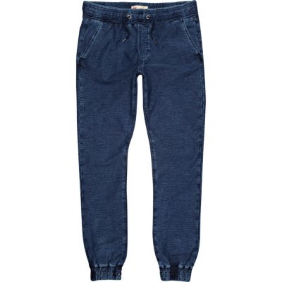 Dark wash denim skinny joggers