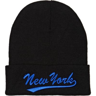 Black New York beanie hat 