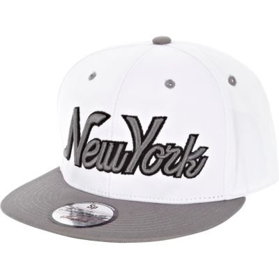 White New York flat peak cap