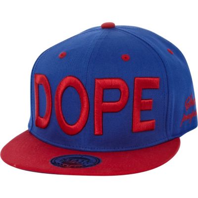 Blue and red dope flat peak cap