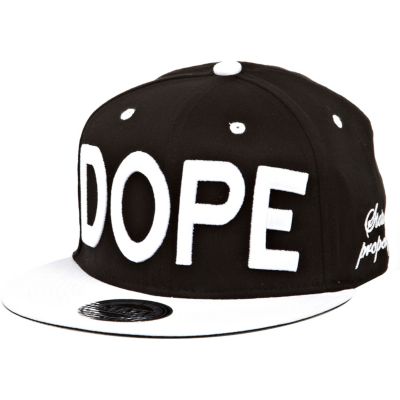 Black and white dope flat peak cap