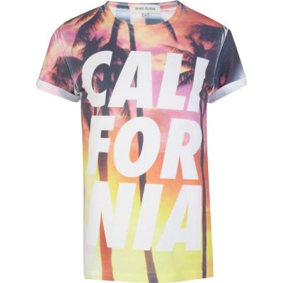 Orange California palm print t-shirt