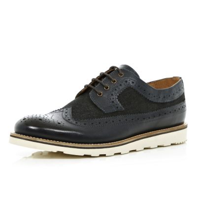 Dark navy contrast panel brogues