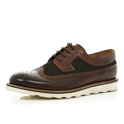 Brown contrast panel brogues