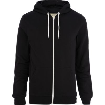 plain black hoodie with white strings