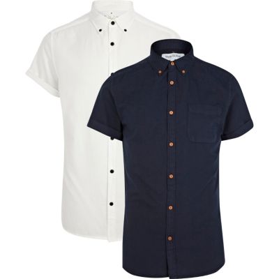 Navy and white Oxford shirt pack