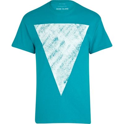 Green abstract triangle print t-shirt