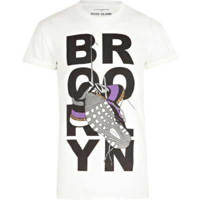 White Brooklyn trainer print t-shirt