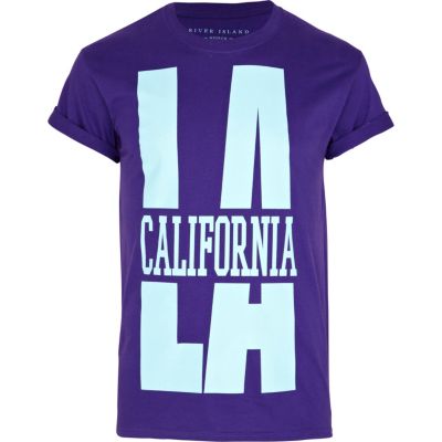 Purple LA California print t-shirt 