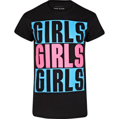 Black girls girls girls print t-shirt 