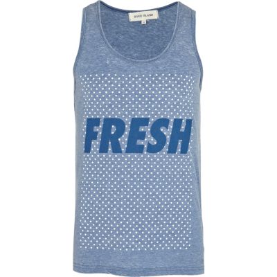Blue polka dot fresh print vest 