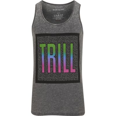 Grey burnout trill print vest 
