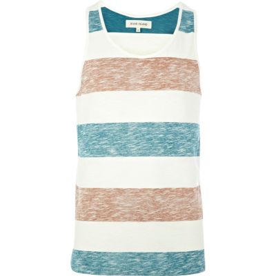 Ecru colour block stripe vest