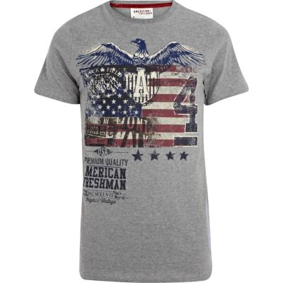 Grey American Freshman eagle print t-shirt