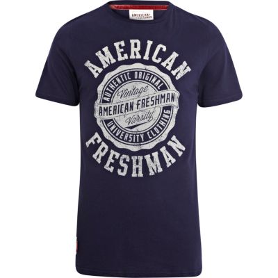 Navy American Freshman logo print t-shirt
