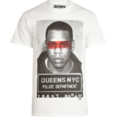 White Born Idol mug shot print t-shirt