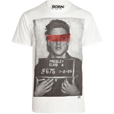 White Born Idol mug shot print t-shirt