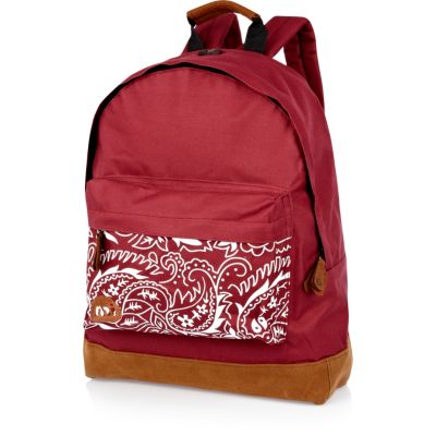 Dark red paisley print pocket MiPac rucksack
