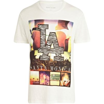 Ecru LA Santa Monica print t-shirt