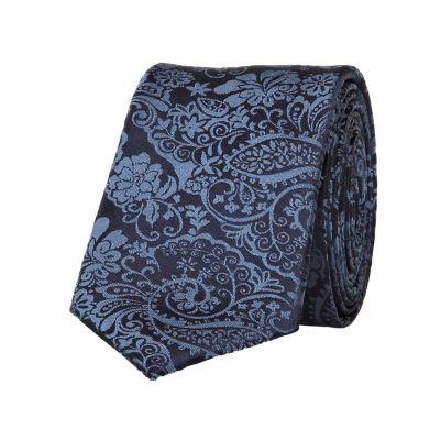 Navy paisley jacquard tie