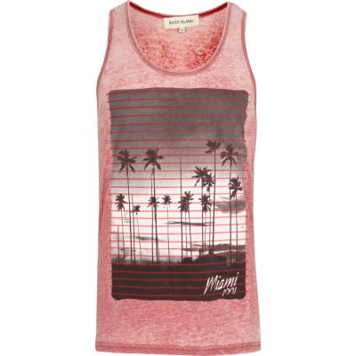 Red burnout Miami 1991 print vest