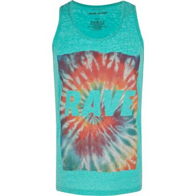 Green burnout rave print vest