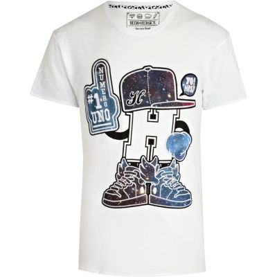 White Beck & Hersey H cosmic print t-shirt
