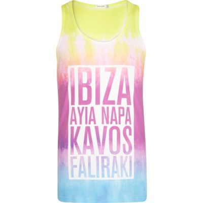 Purple tie dye Ibiza print vest