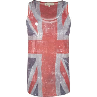 Ecru union jack front print vest