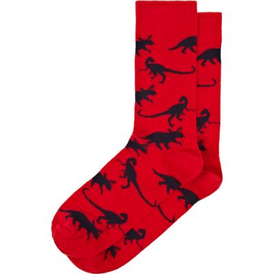 Red dinosaur socks