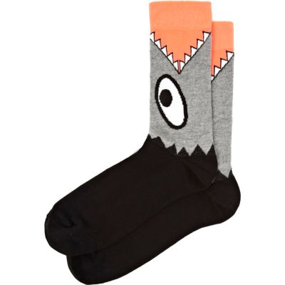 Grey novelty shark socks